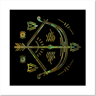 Sagittarius Zodiac Gold Abalone Posters and Art